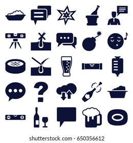 Bubble icons set. set of 25 bubble filled icons such as level ruler, baby bath, no hair in skin, shave hair in skin, explosion, soap, laundry, emoji listening music, beer mug