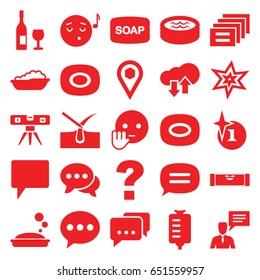 Bubble icons set. set of 25 bubble filled icons such as level ruler, baby bath, soap, shave hair in skin, explosion, soap, emoji listening music, bye emot, drop counter