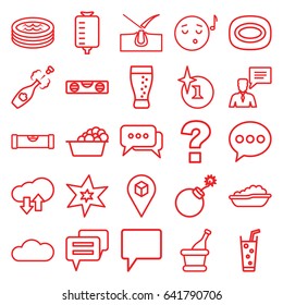 Bubble icons set. set of 25 bubble outline icons such as level ruler, baby bath, shave hair in skin, explosion, soap, laundry, soda, drop counter, location, chat