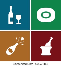bubble icons set. Set of 4 bubble filled icons such as soap, champagne