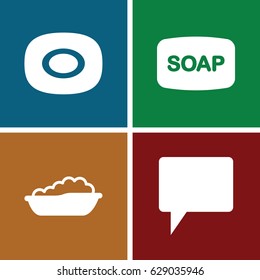 Bubble icons set. set of 4 bubble filled icons such as baby bath, soap, Soap