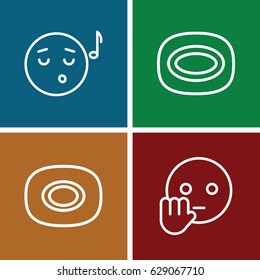 Bubble icons set. set of 4 bubble outline icons such as soap, emoji listening music