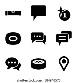 bubble icons set. Set of 9 bubble filled icons such as level ruler, explosion, soap, location, chat