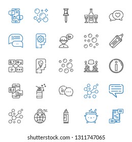 bubble icons set. Collection of bubble with communications, cauldron, marker, location, bubbles, chat, soap, info, discussion, thinking, message. Editable and scalable bubble icons.