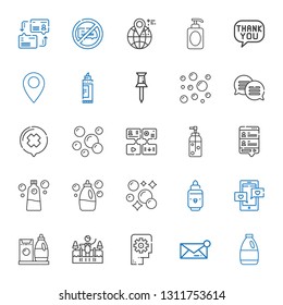 bubble icons set. Collection of bubble with detergent, message, thinking, cold water, chat, marker, bubbles, soap, pin, speech bubble, location. Editable and scalable icons.