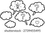 Bubble Icons Set Outline Thinking Cloud Idea Question Mark Heart Confusion Brainstorm Pack