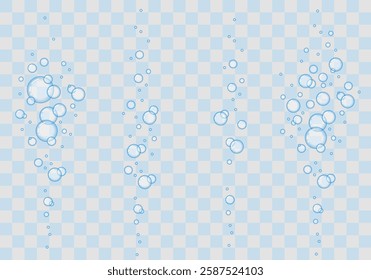 Bubble icons set. Soap foam symbols. Oxygen bubble, fizzy drink icon. Bubbles vector icons. Air bubbles flat set, soap foam oxygen bubbles, vector design elements