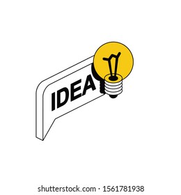Bubble Idea lamp. Vector 3d isometric, color web icon, new flat style. Creative illustration design, idea for infographics.