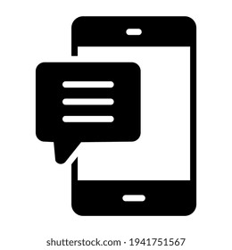 Bubble inside smartphone, icon of mobile message app