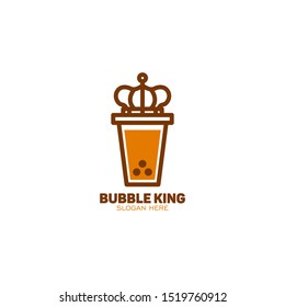 bubble king tea logo concept. symbol and icon of bubble tea