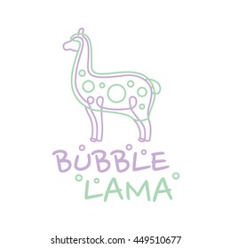 Bubble lama in simple line style vector logo