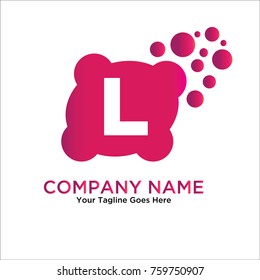 bubble letter L logo. L letter design with bubble