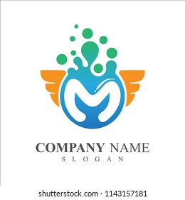 Bubble Letter M With Wing Logo