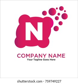 bubble letter n logo. n letter design with bubble