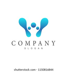 bubble letter w logo, liquid w logo, science icon