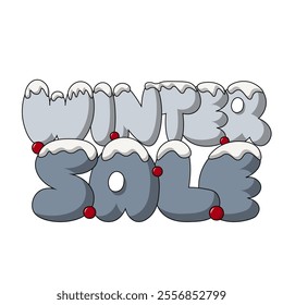 Bubble Lettering of the phrase Winter Sale in color