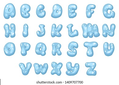 Bubble letters vector cartoon alphabet isolated on a white background.