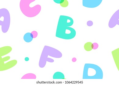 bubble letters, vector seamless pattern of letters and circles