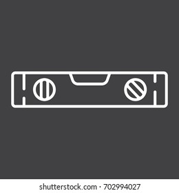 Bubble level tool line icon, build and repair, level ruler sign vector graphics, a linear pattern on a black background, eps 10.