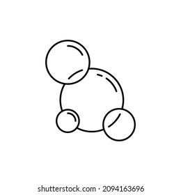 Bubble Line Icon. Soda, Champagne, Fizzy Water and Drink Outline Icon. Circle Bubble Soap Linear Pictogram. Cleaning, Laundry, Washing. Editable Stroke. Isolated Vector Illustration.