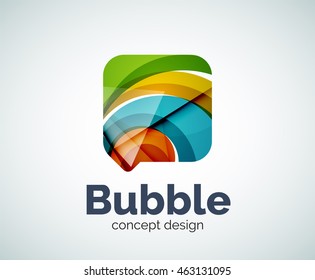 Modelo de logotipo de bolha criado com elementos sobrepostos geométricos abstratos
