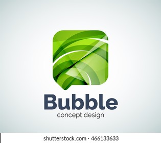 Modelo de logotipo de bolha criado com elementos sobrepostos geométricos abstratos
