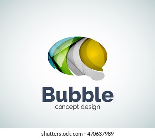 Plantilla de logotipo de burbujas creada con elementos geométricos abstractos superpuestos