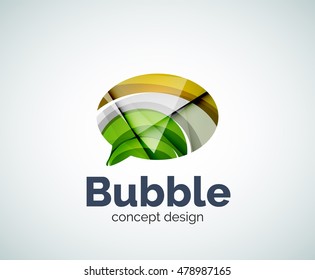 Plantilla de logotipo de burbujas creada con elementos geométricos abstractos superpuestos