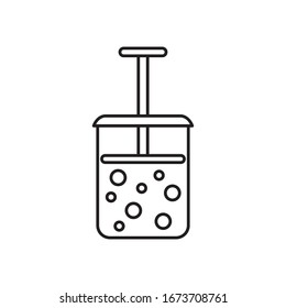 Bubble maker icon. Linear logo of cosmetic device for creating foam. Black simple illustration of tool used with shampoo, shower gel. Contour isolated vector image on white background