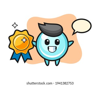 Bubble mascot illustration holding a golden badge