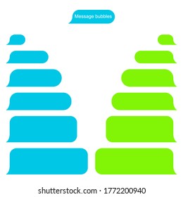 Bubble message design template for chat or website. Chat interface. Empty chat bubbles with place for text. Isolated. Flat style. Modern design. Vector illustration