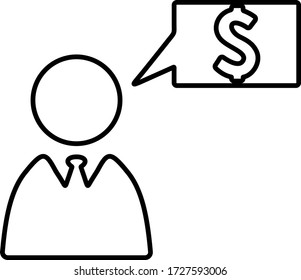 Bubble message with dollar currency sign. Flat icon design.