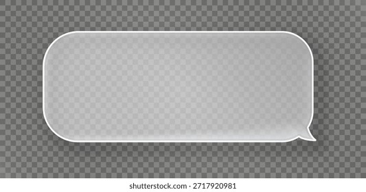 Elemento de diseño de interfaz de usuario de morfismo de vidrio de mensaje de burbuja sobre fondo transparente. Formas de vidrio esmerilado para Web, App, Anuncio y diseño de redes sociales