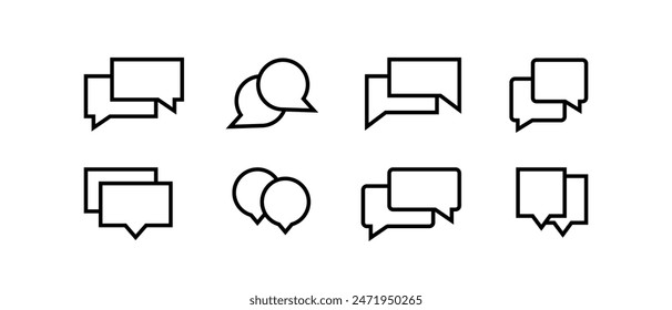 Bubble message icon set. Bubble icon in line style - stock vector.	