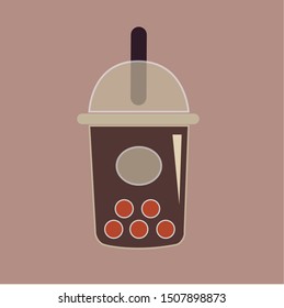 Bubble milk greentea in glass tubes with lids on bround background.Pearl milk.