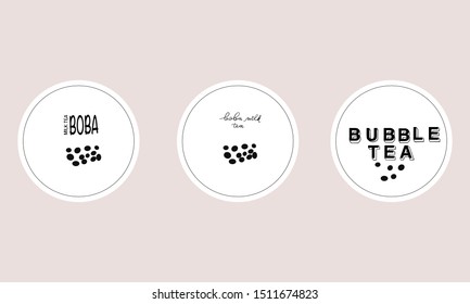 Bubble milk tea ads with delicious tapioca and pearl pouring into. EPS 10cup stickers