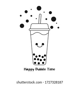 bubble milk tea big cup. icons, vector, illustration