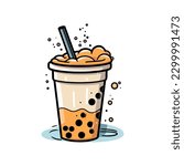 Bubble milk tea. Boba tea vector illustration isolated on white background