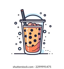 Bubble milk tea  Boba tea vector illustration isolated white background