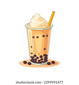 Bubble milk tea. Boba tea vector illustration isolated on white background