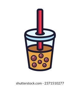 Bubble milk tea. Boba tea vector illustration isolated on white background