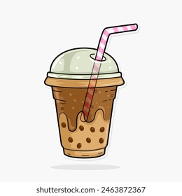 Bubble milk tea. Boba tea vector illustration isolated on white background