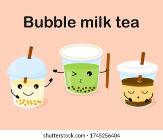 Bubble milk tea cartoon cute, vector design.