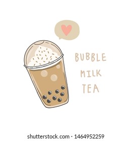 bubble milk tea cartoon vector illustration doodle style 