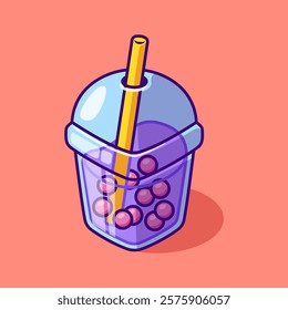 Bubble Milk Tea Cartoon Vector Icon Illustration. Drink Object 
Icon Concept Isolated Premium Vector. Flat Cartoon Style 