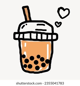 Bubble milk tea in the cup.