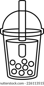 Textfeld Milk Tee Dessert Symbol Element Illustration Linie Stil