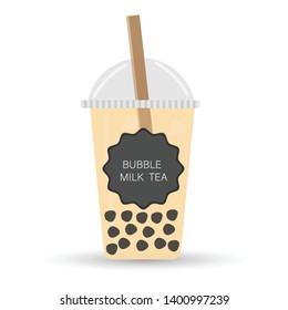 Bubble milk tea in flat design.Vector illustration.