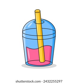 Bubble milk tea with flat style. Usabel for food and drink icon. Fresh Milk Tea vector illustration