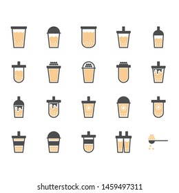 Bubble milk tea in glyph icon set.Vector illustration
